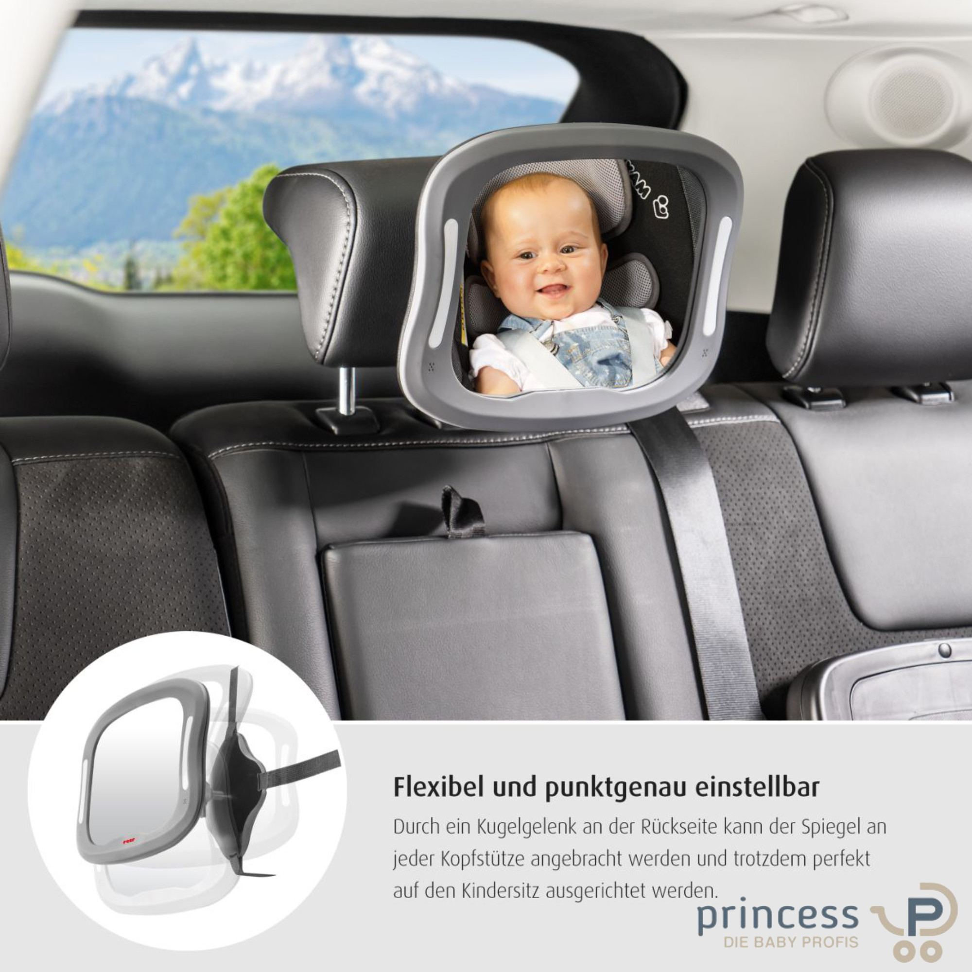 Reer BabyView LED Auto-Sicherheitsspiegel mit Licht - Princess Kinderwagen  Onlineshop